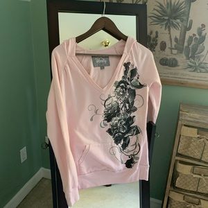 Pink Floral V-Neck Sweatshirt